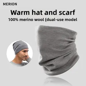 MERION 100% Merino Wool 2-in-1 Convertible Beanie and Neck Gaiter – Multi-Functional Winter Gear for Cold Weather mask
