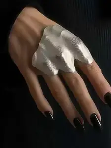 Unique Irregular Textured Ring, Bold Personalized Knuckle Ring, Artistic Wide Band, Three-Dimensional Pleated Design, Dark Cool Accessory, Dark Aesthetic Rings