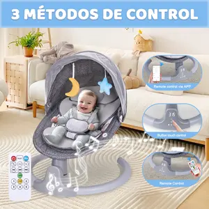 Portable baby rocker/swing with music speaker, 3 seat positions, 5-point safety harness, 5 speeds, and app-enabled baby rocker.  bebé larex  swing graco  bassinet Bassinet with Toys and Canopy