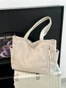 Fashionable Handbag, Large Capacity Cosmetic Bag, Corduroy Material, Portable, Multiple Styles, Perfect Gift for Women, Students, Moms, Girlfriends