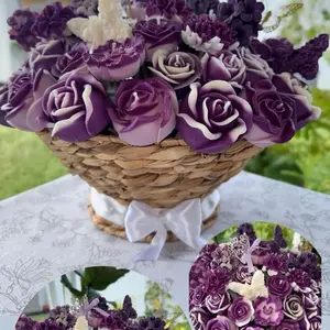 Candle Bouquet with Purple Flower Limited Edition Decor Ornaments for Home Decor with Elegant Design and Versatile Use - Decoration
