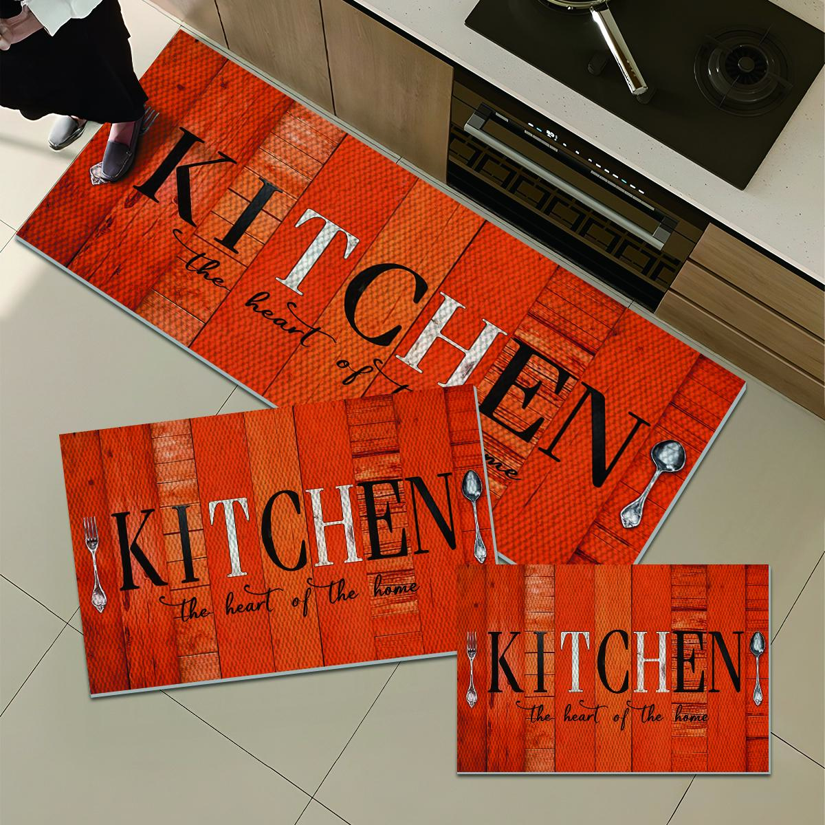 1/2/3PCS Retro Farmhouse Kitchen Rugs,3D Pineapple Texture Non-Slip Wear-Resistant Floor Mat, Machine Washable, Suitable For Kitchen, Dining Room, Bedroom, Living Room, Entrance, Bathroom Entrance, Laundry Room(Orange Color)