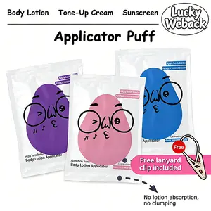 Large Soft Body Lotion Applicator Puff, Reusable No Mess Self Tanner Mitt, Streak-Free Sunscreen Body Makeup Sponge, Non-Absorbent Washable Beauty Applicator for Full Body Skin Care