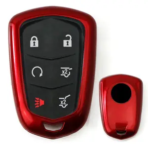 iJDMTOY Exact Fit Glossy Red Smart Key Fob Shell Cover For 2015-up Cadillac ATS CTS CT6 ELR XTS XT5 SRX Escalade (Please Verify Your Actual Key Before Buying)