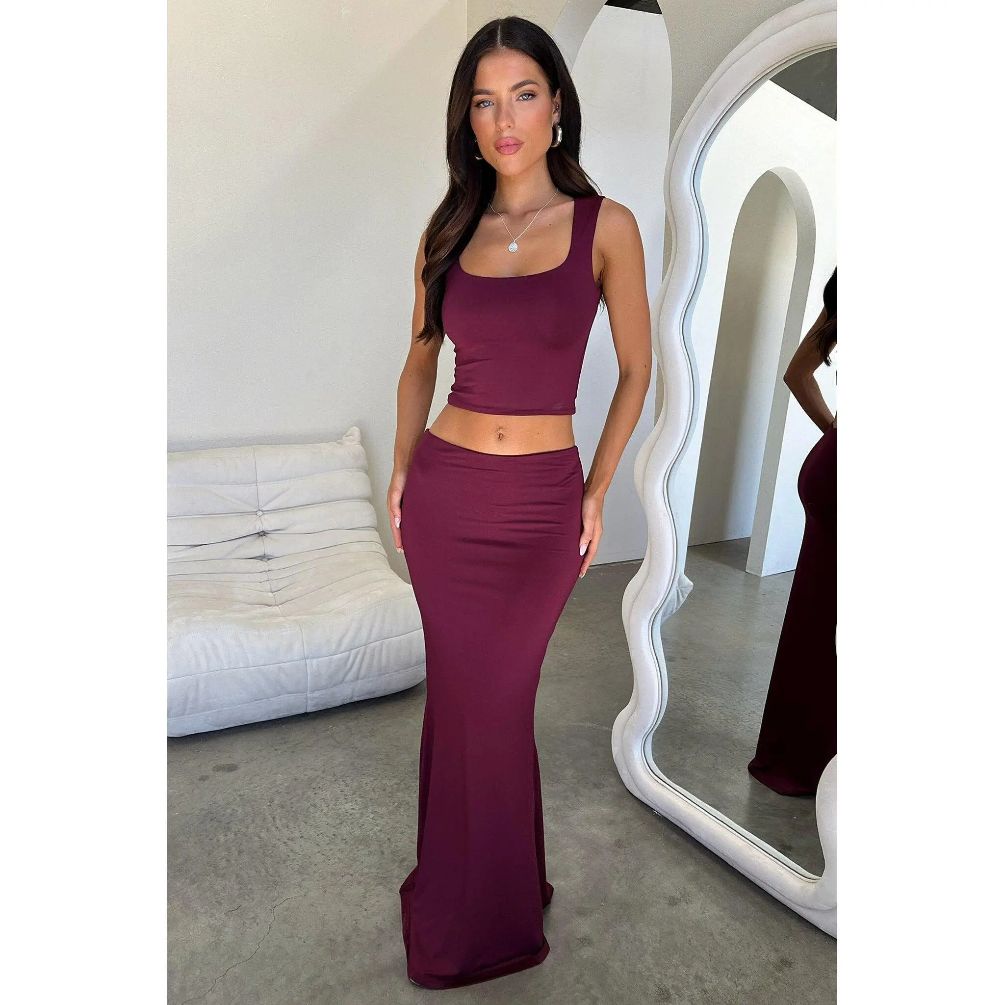 Clementine Maxi Skirt - Wine