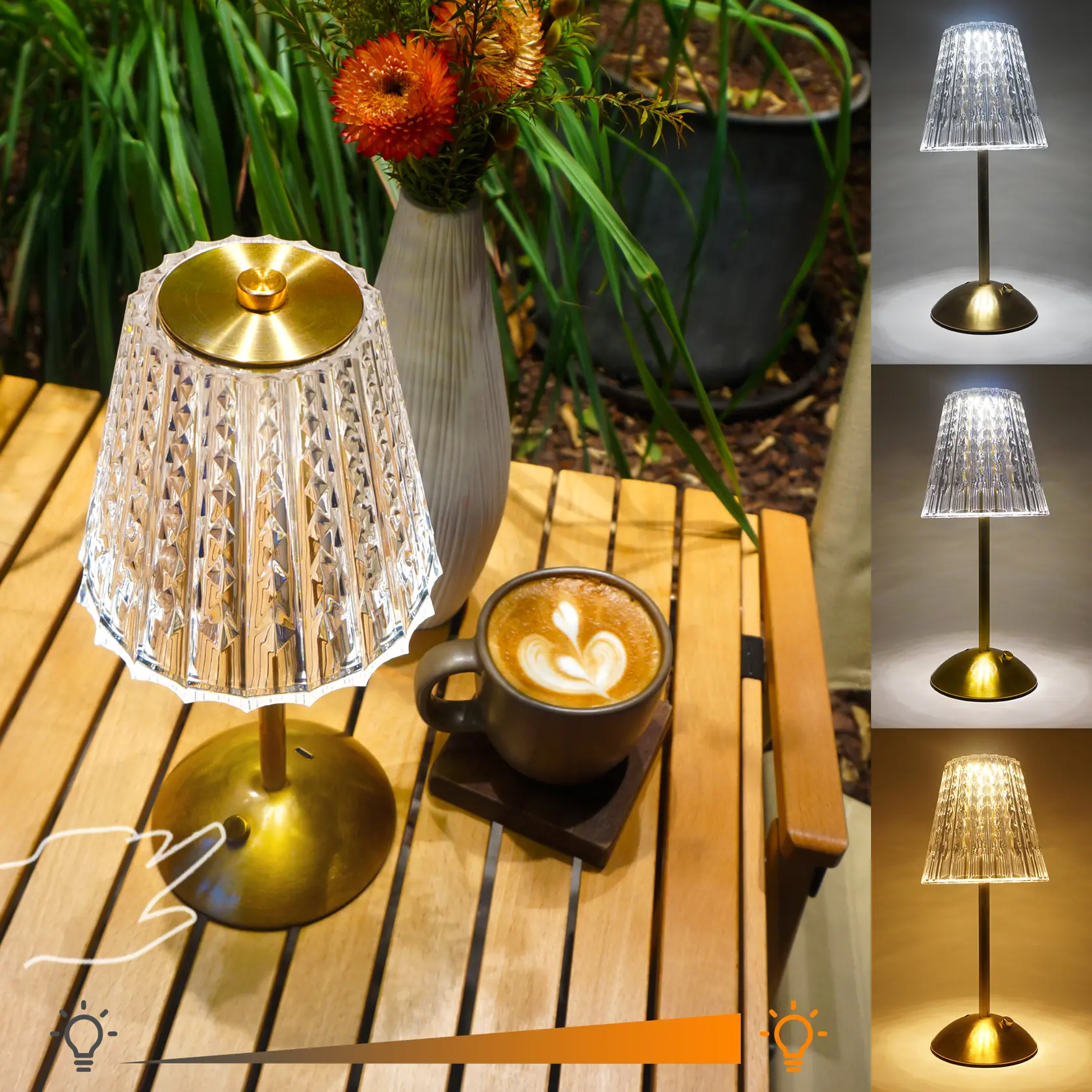 Cordless rechargeable table lamp