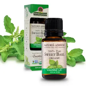 Nature’s Answer USDA Organic Sweet Basil Essential Oil, 100% Pure, 0.5 fl oz. (15ml) | Natural Aromatherapy Oil for Diffuser/Humidifier, Steam Distilled | Made in USA