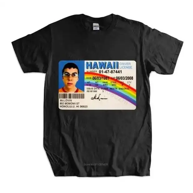 McLovin's Fake ID Graphic T-Shirt - Menswear Unisex Short-Sleeve Casual Top, Funny Adult Gift Shirt, Shortsleeve, Round Neck, Streetwear, Soft, Tshirt