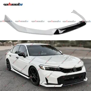 2025-2026 Honda Civic Sedan/Hatchback - Yofer V3 3-Piece Black-White 2-Tone Front Bumper Lip Splitter Kit, Car Customization Accessory (Not for Type-R), Car Enhancement Part