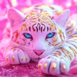 5D DIY Full Drill Round Diamond Painting - Diamond Art Kit Pink Leopard Mosaic, Canvas - DIY Decorative Painting, Home Wall Decor, Suitable for Halloween and Christmas, Birthday and Anniversary Gifts