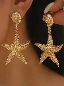 Creative Starfish Design Dangle Earrings, Ocean Vibes Dangles, Dolphin Earrings, Fashionable Ocean Themed Jewelry for Women, Daily Clothing Decor, Trendy All-match & Exquisite Jewelry for Birthday Gift