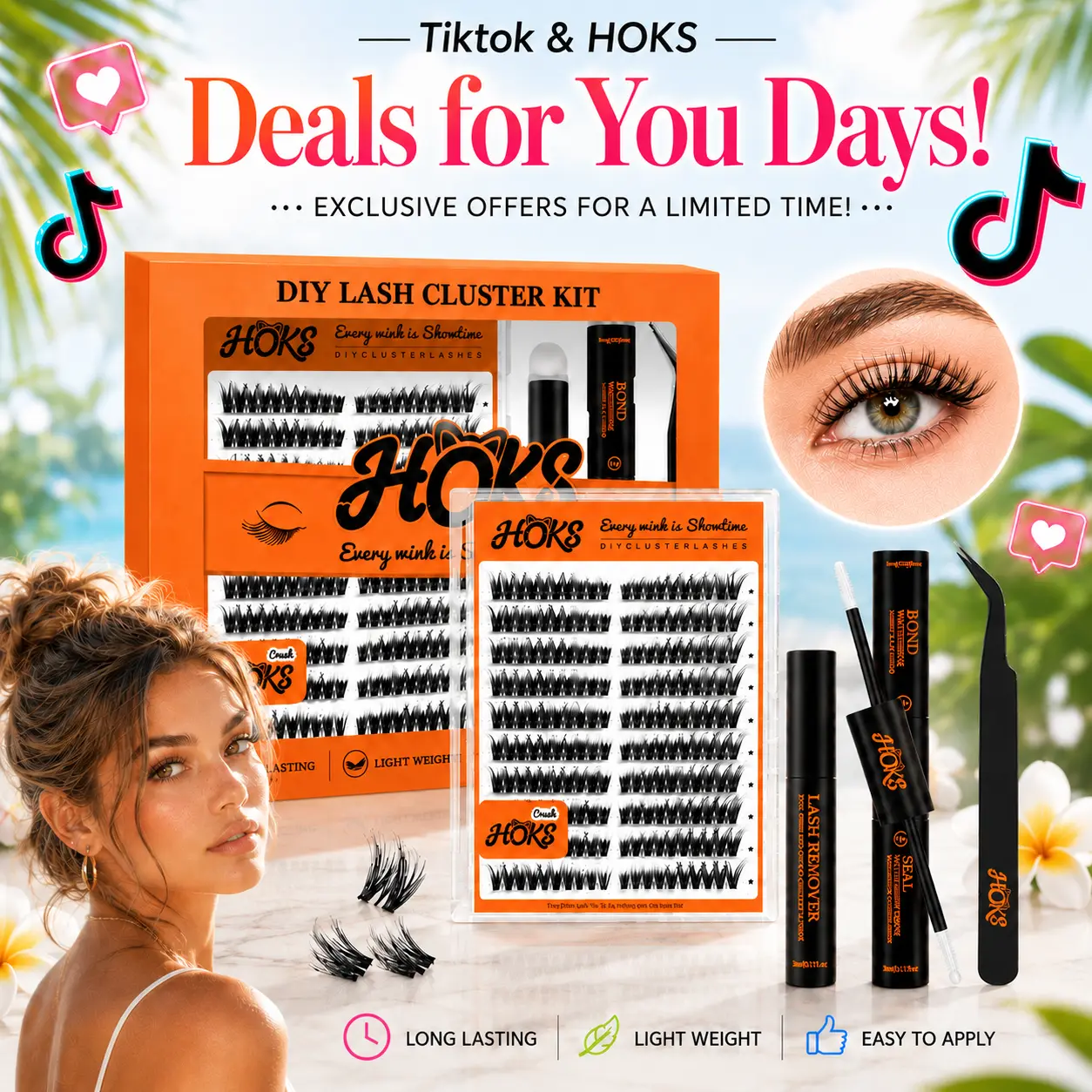 DIY Lash Extension Kit | Lightweight Cluster Lashes | Waterproof | Natural Wispy Look | Perfect for Daily & Outdoor Activities | Beginner Friendly