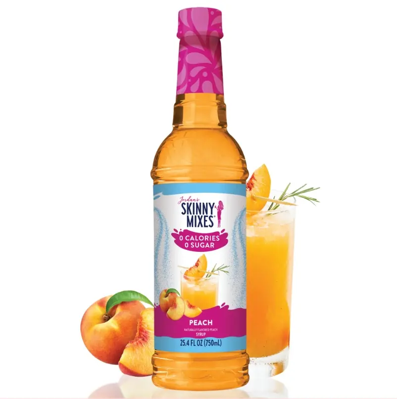Jordans Skinny Syrup - Peach Zero Calorie Sugar Free 0 Calories 0 Sugar Aroma of Georgia Peaches Versatile Flavor for Beverages