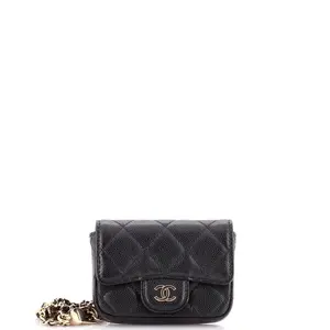 Pre-owned CHANEL material Belt Bags Classic Flap Chain Belt Bag Quilted Caviar Mini by Rebag