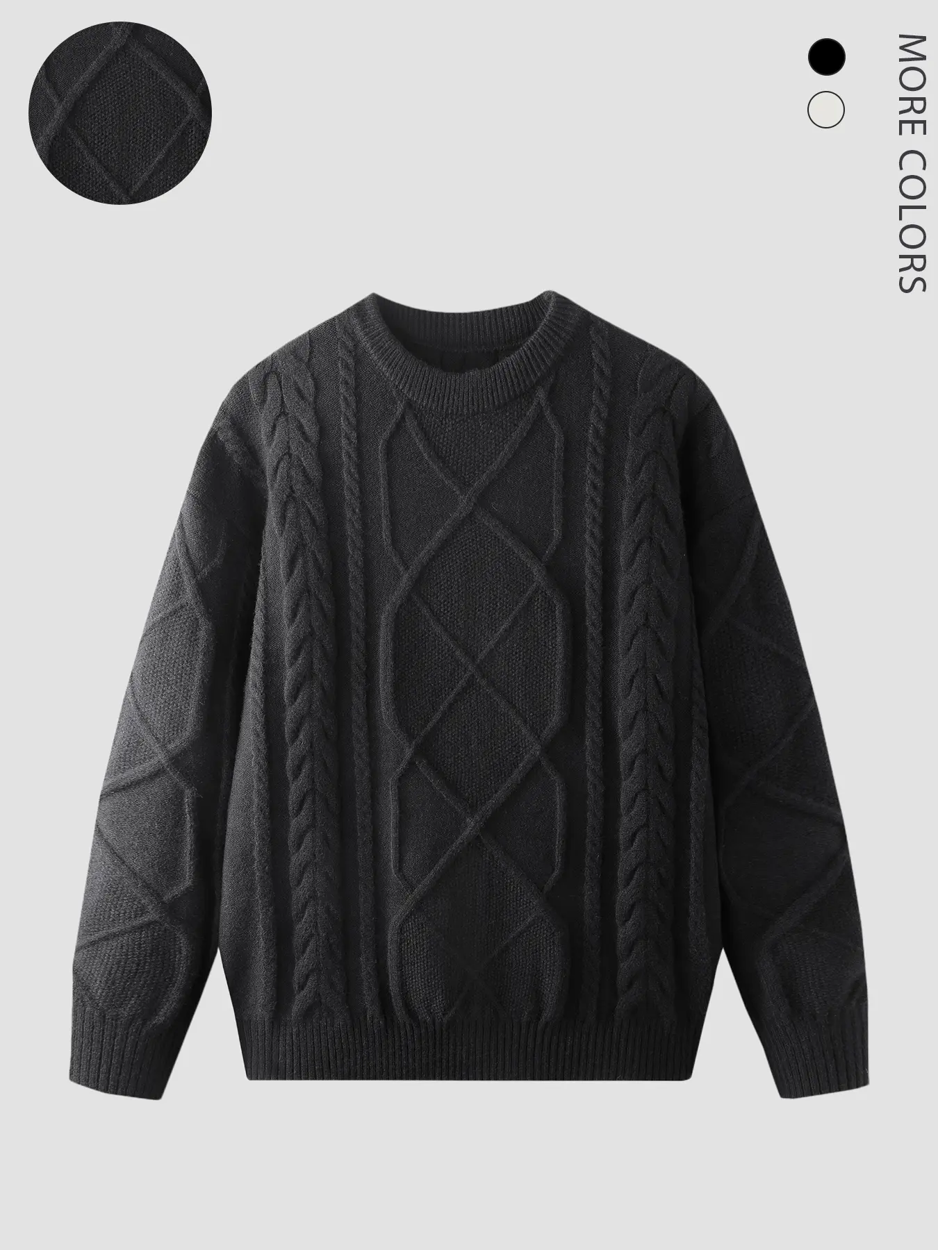 Men's Fall Winter Vintage Herringbone Knitwear Knit Sweater, Soft Comfortable Plain Pattern, Fitted Casual Style, Multiple Colors Available