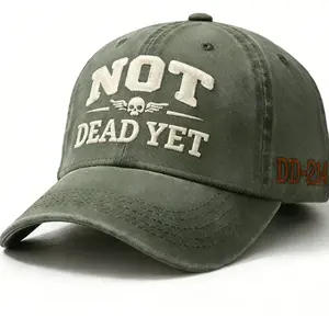 Vintage Low-Profile Pigment-Dyed Cotton Baseball Cap - Embroidered "Not Dead Yet" Funny Slogan Washed Dad Hat, Casual Dad Birthday Gift for Gen X, Dad Birthday Gifts