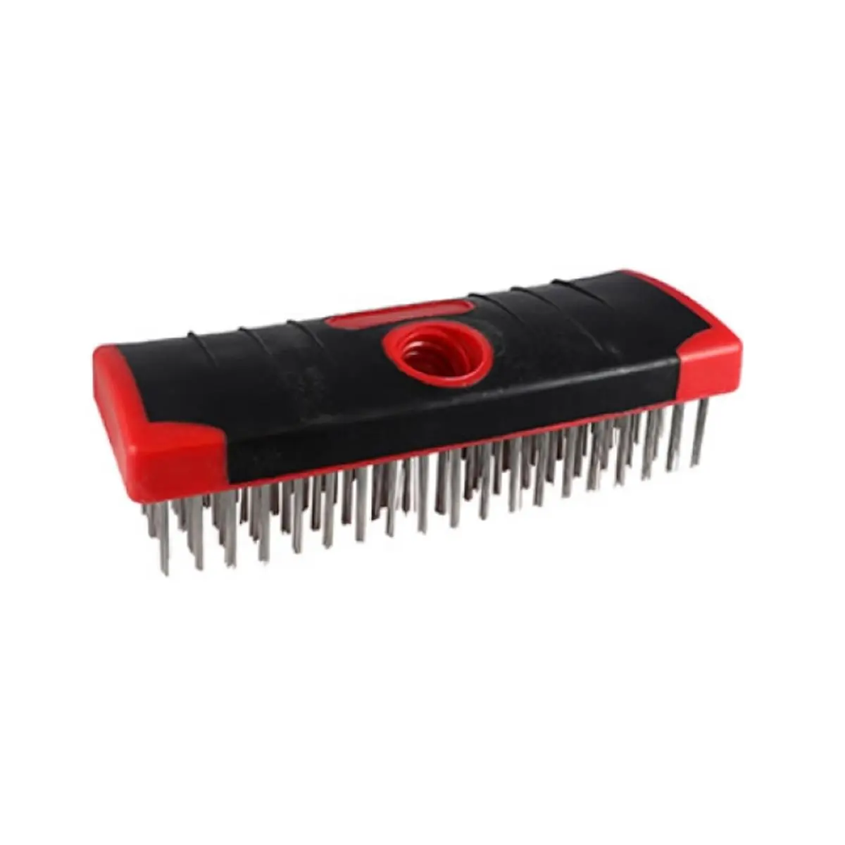 212 MAIN Red Devil 4166 7 in. Heavy-Duty Stainless Steel Wire Scrub Brush - Easy-Grip Solvent-Resistant Household Tool with Handle for Iron Cleaning, Paint Removal