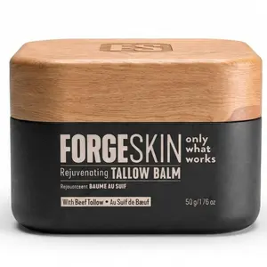 FORGE SKIN Beef Tallow Face Balm for Men - Moisturizing Anti-Aging Wrinkle Defense Skincare Cream, Tallow-Based Lotion for Dry Rough Skin, Hydrating with Honey & Jojoba for Firmness & Glow