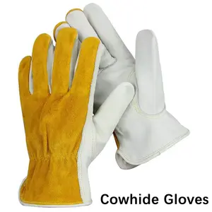 Leather Layered Heavy Duty Work Gloves Soft Grip Durable Hand Protection for Construction Gardening Outdoor Use