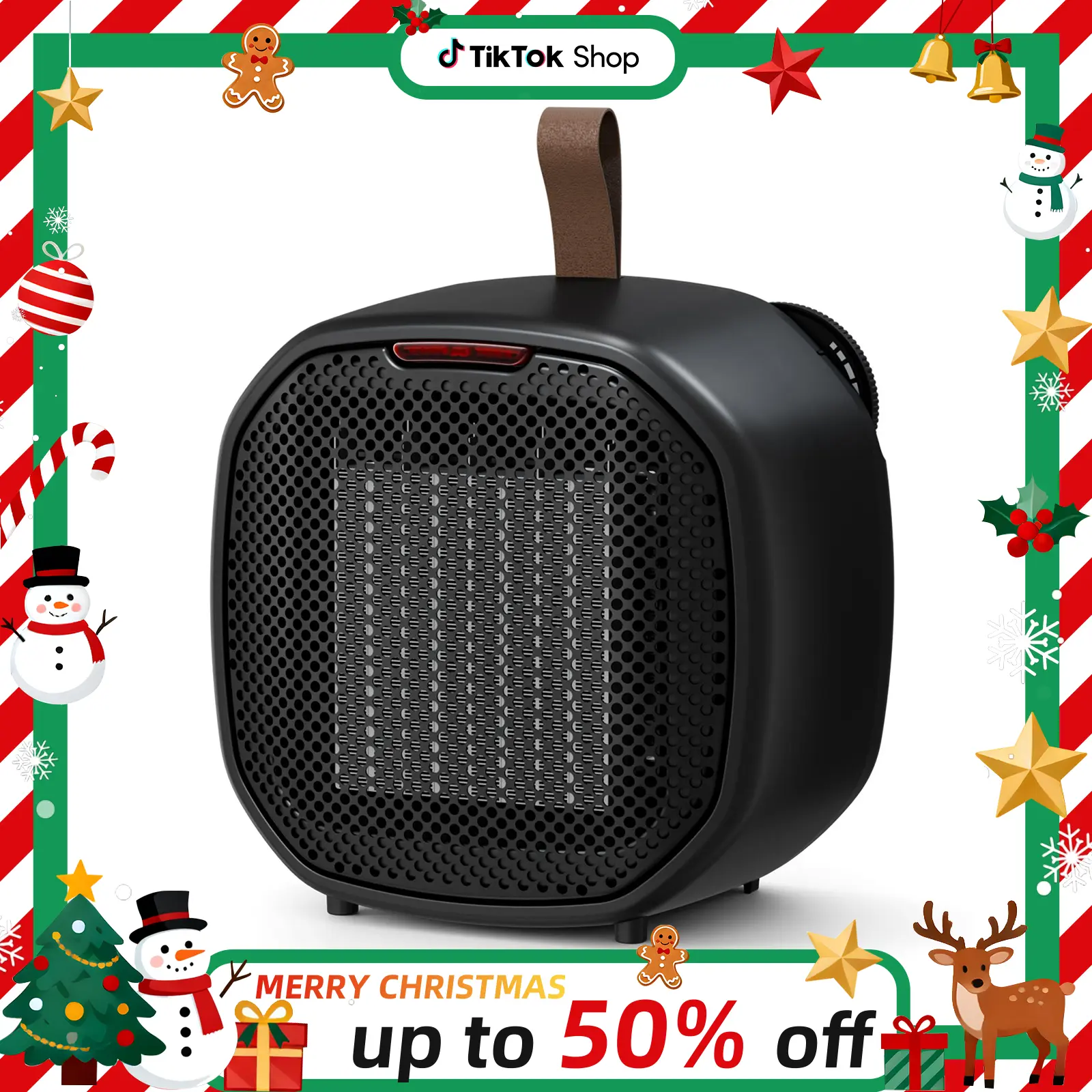 Portable Electric Ceramic Space Heater with Handle, Adjustable Heating, Tip-Over & Overheat Protection, 60℉-87℉ for Home/Office Indoor Use