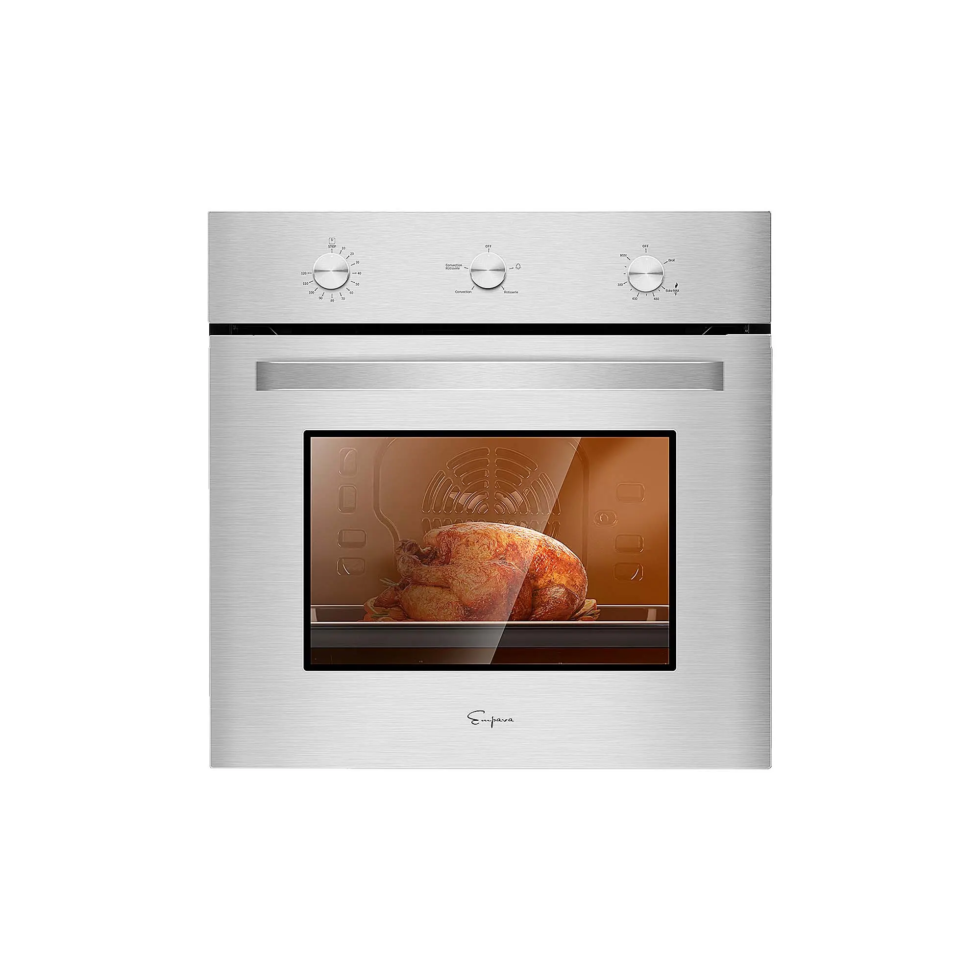 Empava 24 Inch Gas Powered Wall Mount Oven, 2.3 Cu. ft. LPG-Only Rectangular Kitchen Appliance with Convection, Traditional Function, Self-Cleaning & Dual Vents