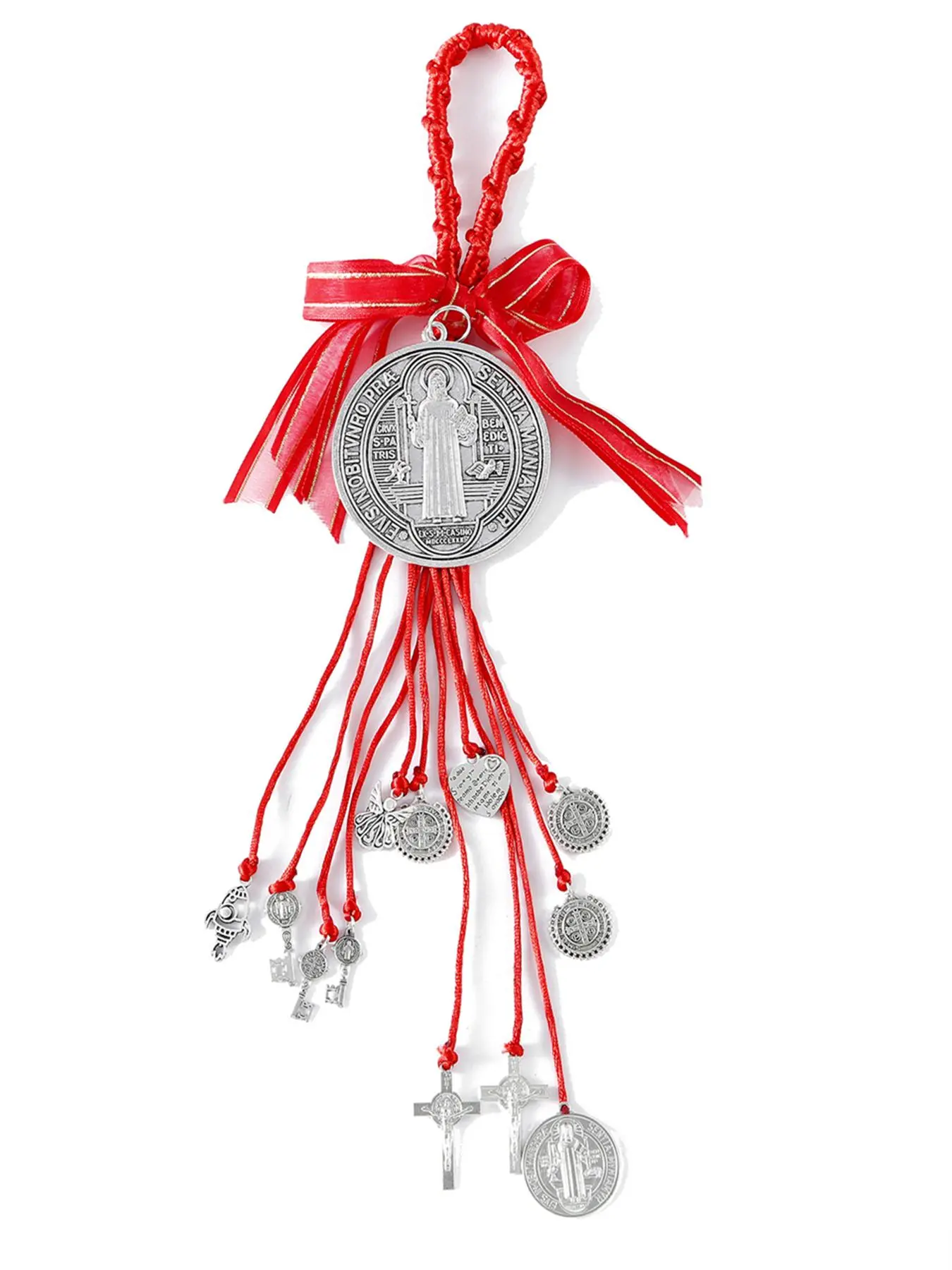 Saint Benedict Medal Protection Blessing Charm, Catholic San Benito Medalla Handmade Car Hanging Ornament for Men & Women, Christmas & Halloween Gift, Car Hanging Decoration, Car Accessory, Car Ornaments
