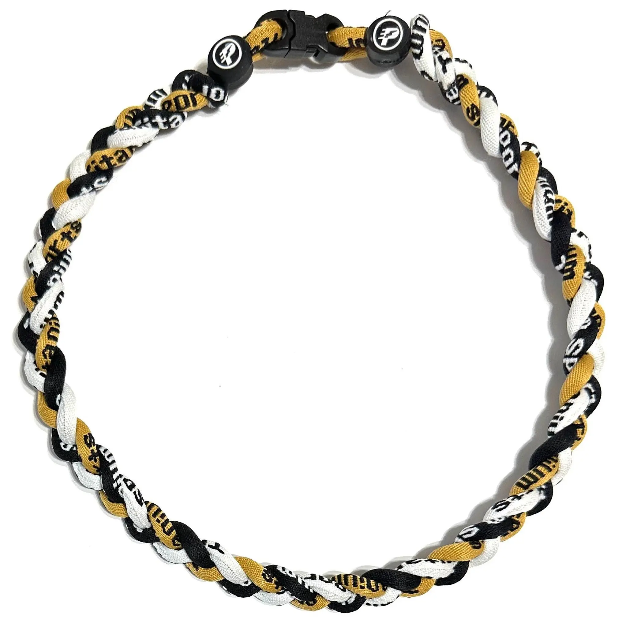Baseball 3 Rope Braid Tornado Energy Necklace Vegas Gold Black White