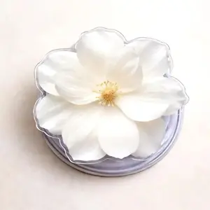 White Flower Magsafe Phone Grip - Magnetic Pop Socket Kickstand for Phone Kindle