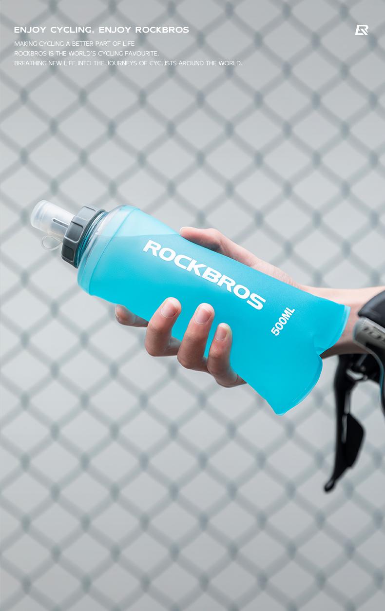 ROCKBROS 500ml Collapsible Soft Flask Flexible Water Bottle for Running, Hiking, Cycling, Climbing & Rigorous Activity