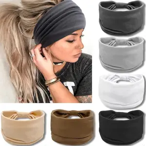 4pcs  Hair Band Neutral Knotted Head Wraps Turbans for Women, Large Style Head Bands Hair Accessories 1 Pack Headbands     , Boho Wide Elastic Knotted Headband for Gym Workout,