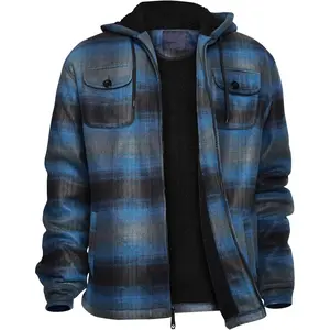Heavy Thick Flannel Plaid Jacket Sherpa Fleece Lined Hoodies for Men Zip Up Winter Warm Coat Buffalo Zipper Sweatshirt Men's Winter Casual Outfits