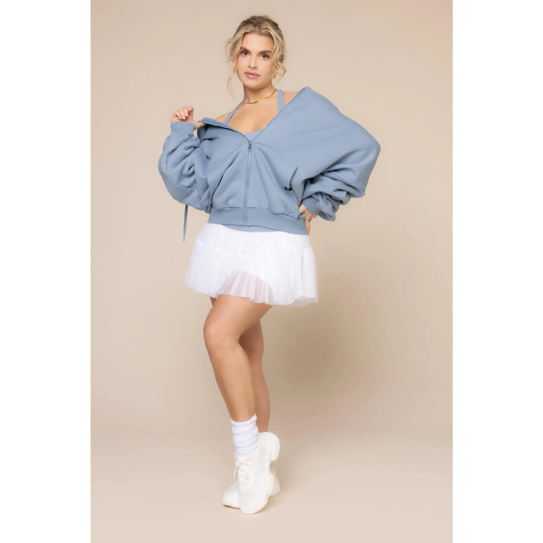 Zip Cloud Hoodie - Blue Storm