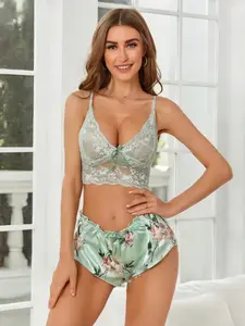 Women's Floral Lace Underwire Lingerie Set, Sexy Party Nightclub, Romantic Datewear, Valentine's Day Celebration, All-Season Slim Fit