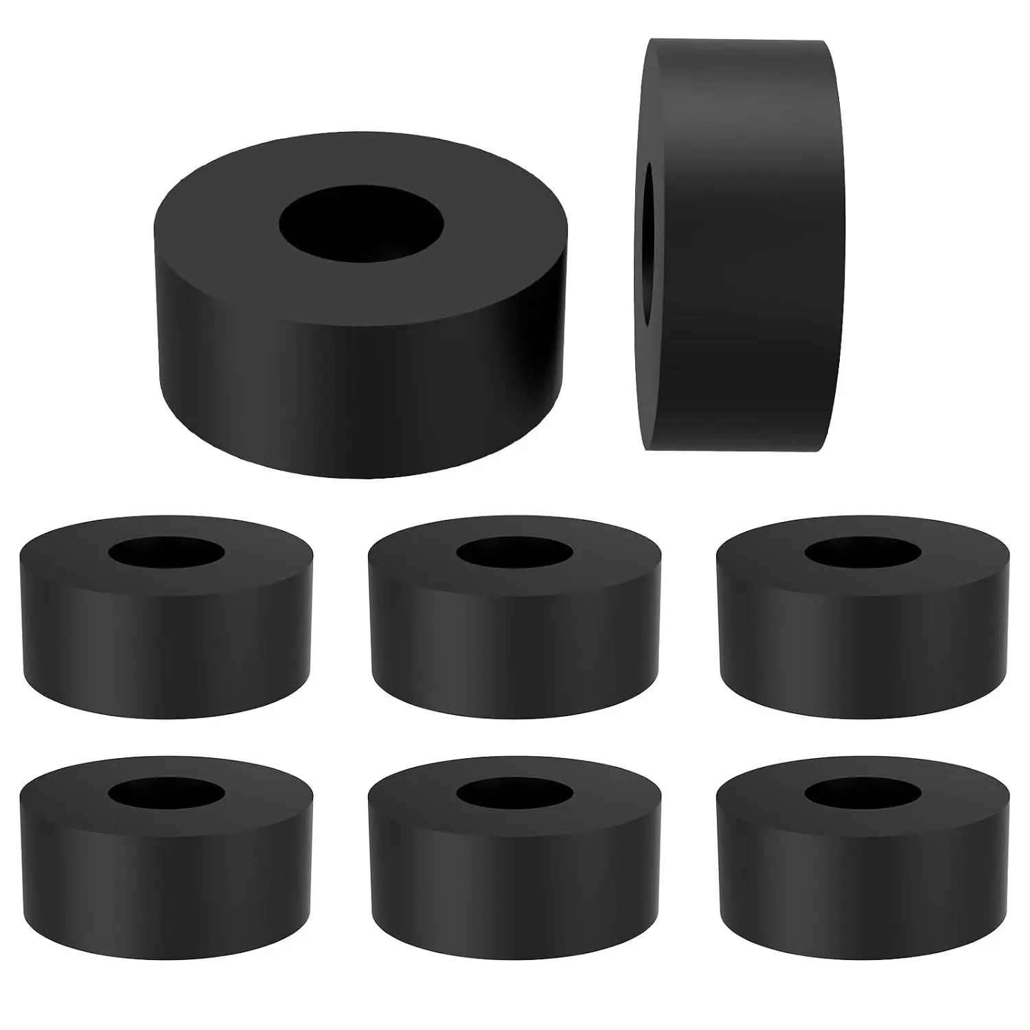 8Pcs Rubber Spacers Bushings, 1 Inch OD x 3/8 Inch ID x 3/8 Inch Thickness Solid Round Anti Vibration Washers Isolation Pads for Bolts, Screws, Car, Boat, Electrical, Machine (1 x 0.395 x 0.4 Inch)
