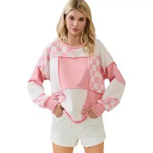 Blush Check Patchwork Sweatshirt
