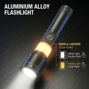 Multifunctional Rechargeable Aluminum LED Flashlight - Adjustable Super Bright High-Lumen Light with Laser, Battery Power Display, Type-C Fast Charging for Tactical Emergency Survival, Outdoor Fishing