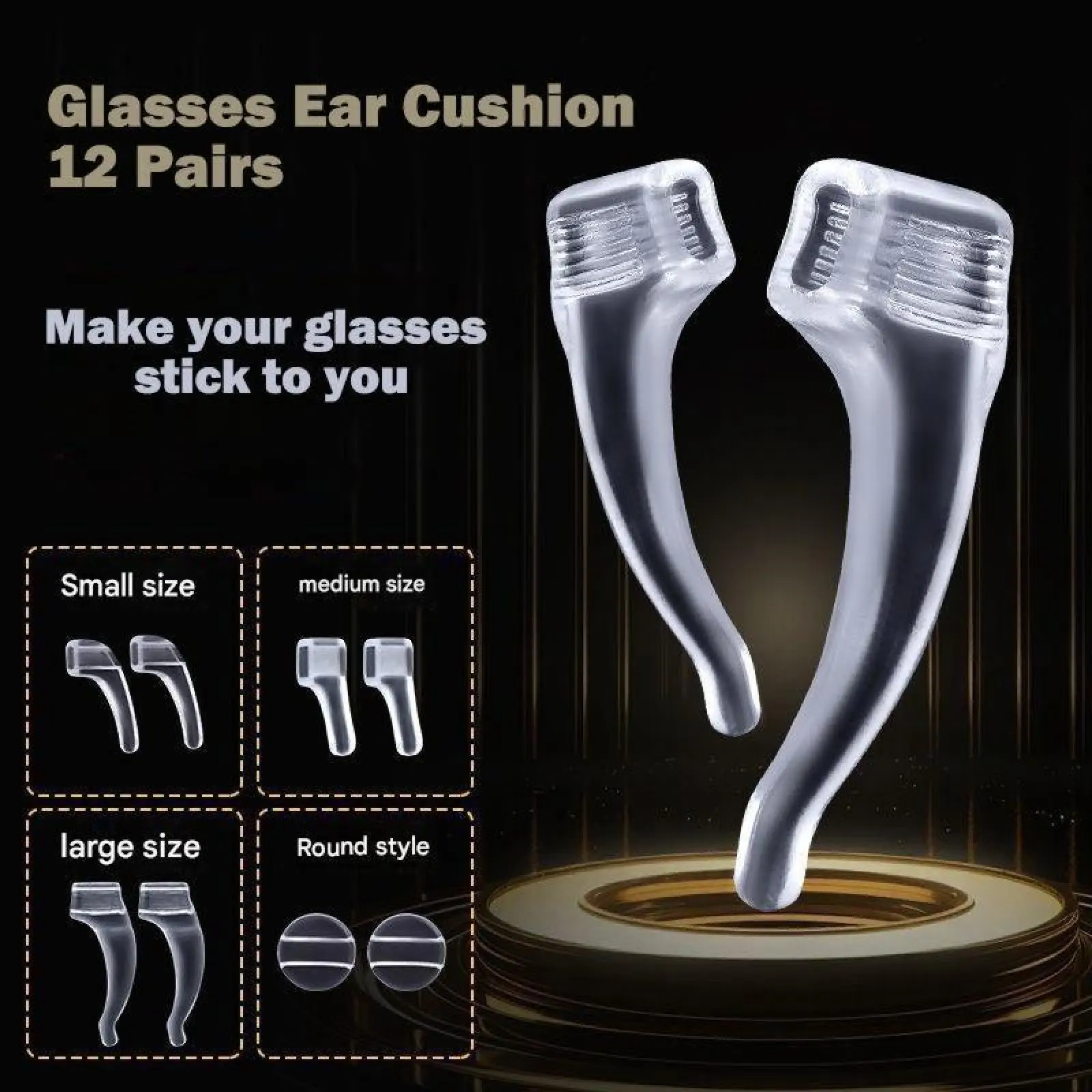 12 Pairs Silicone Glasses Ear Cushion,Glasses Comfort Pads,Glasses Anti-Slip Earmuffs,Ear Hooks,Ear Supports,Glasses Frame Accessories,Fixed Glasses Rope,Glasses Legs and Foot Covers.