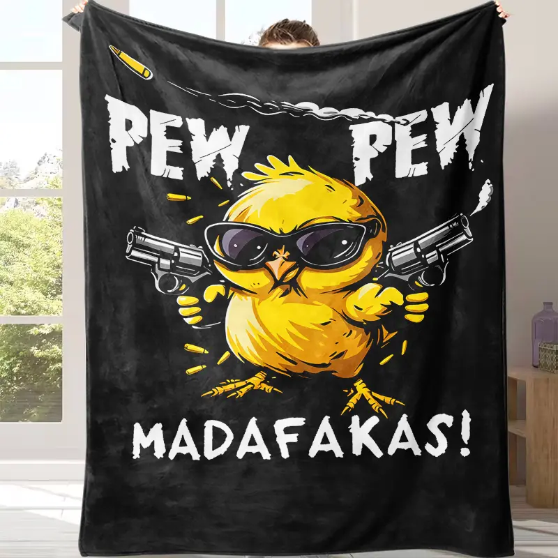 Countdown Sale! Cozy Flannel Throw Blanket - Funny Meme, Quirky Duck Motif, Cartoon Mascot, Animal Artwork - Warm Nap Blanket, Mens Gifts, Versatile for Couch, Bed, Office, Cartoon Mascot Blankets