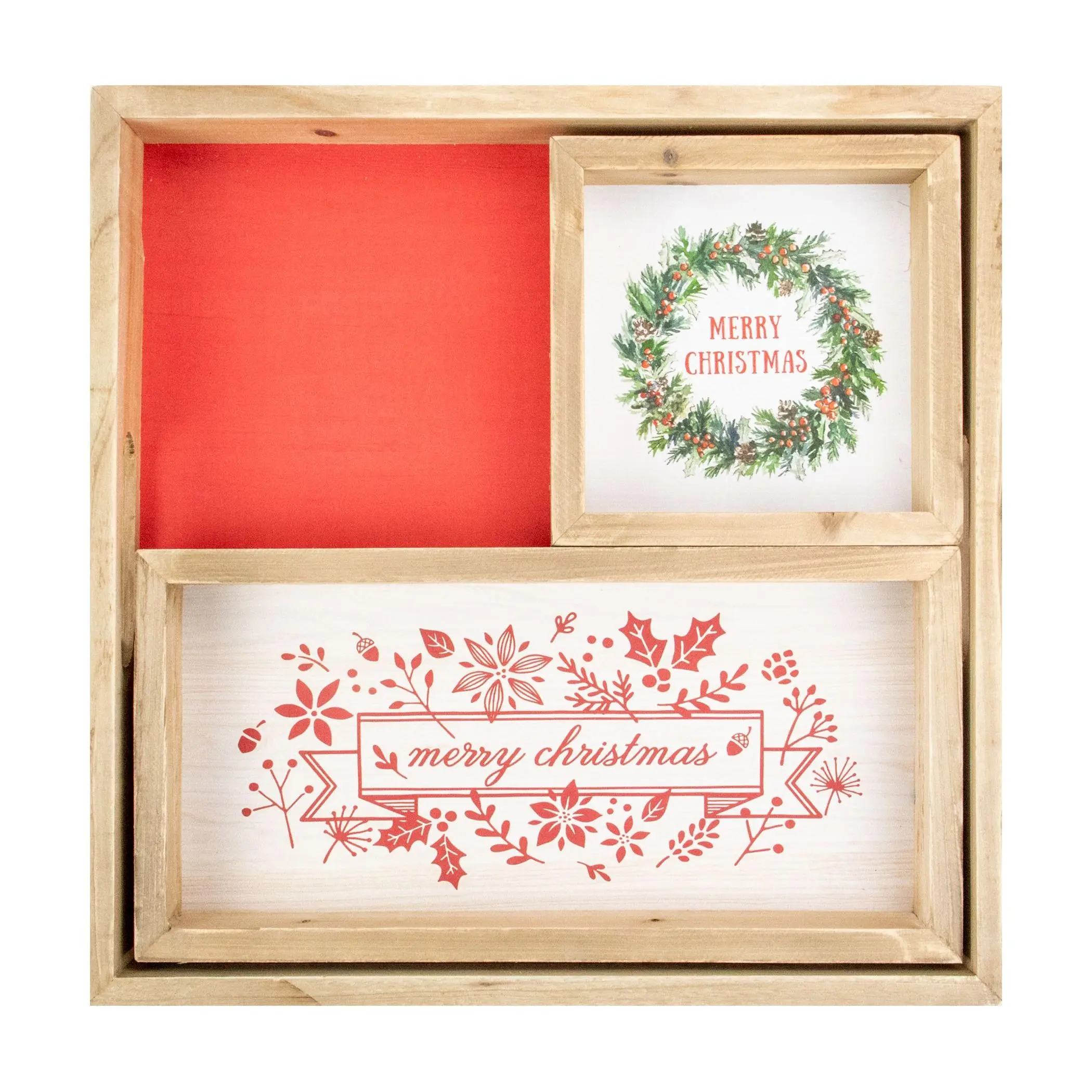 Northlight 3 Merry Wood Plaques & Serving Tray w/ Handles 16"