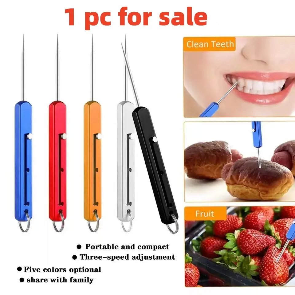 Reversible Square Toothpick with Keychain, Multi-Functional Oral Care Tool, Dental Pick, Reusable Toothpick for Card Removal & Fruit Poking, Teeth Cleaning Tools Plaque Remover