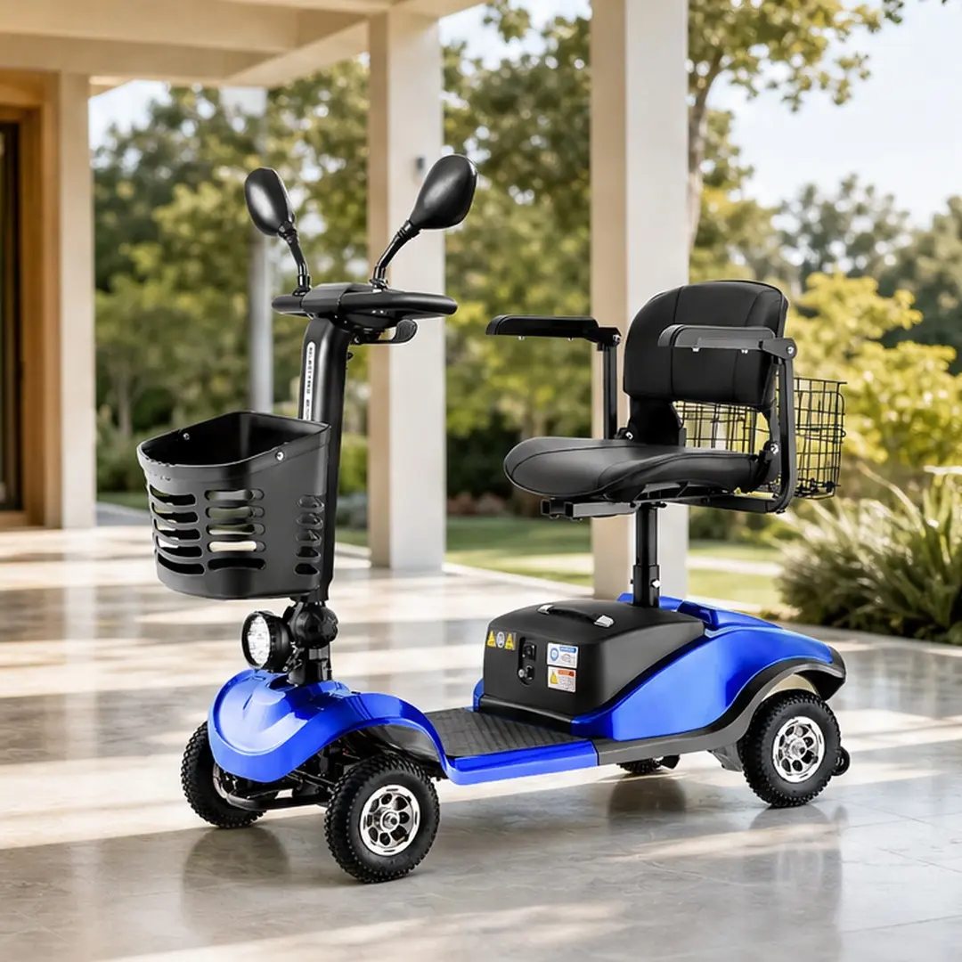 HEINSY ARCH Portable Commuting Scooter for Adults & Seniors - 350W Motor, 2x12V20AH Lead-Acid Batteries, Stainless Steel Frame, 20.47w x42.52d x35.43h in, 70.00lb, All-Terrain, Compact Fold, Adjustable Seat, Blue, Ideal for Travel Commute