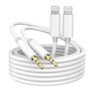 iPhone Aux Cord for Car, 2 Pack [Apple MFi Certified] Lightning to 3.5 mm AUX Audio Cable Cord for Car Home Stereo, Speaker, Headphone Compatible with iPhone 14 13 12 11 Pro Max XS XR X 8, 3.3ft White