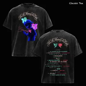Omar Courtz Por Si Mañana No Estoy Washed Tee Vintage Acid Wash Oversized T Shirt, Latin Trap Reggaeton Album Tracklist Graphic, Fairy Aesthetic Neon Artwork Back Print, Y2K Streetwear Heavyweight Cotton Unisex Top, Music Fans Merch PWP