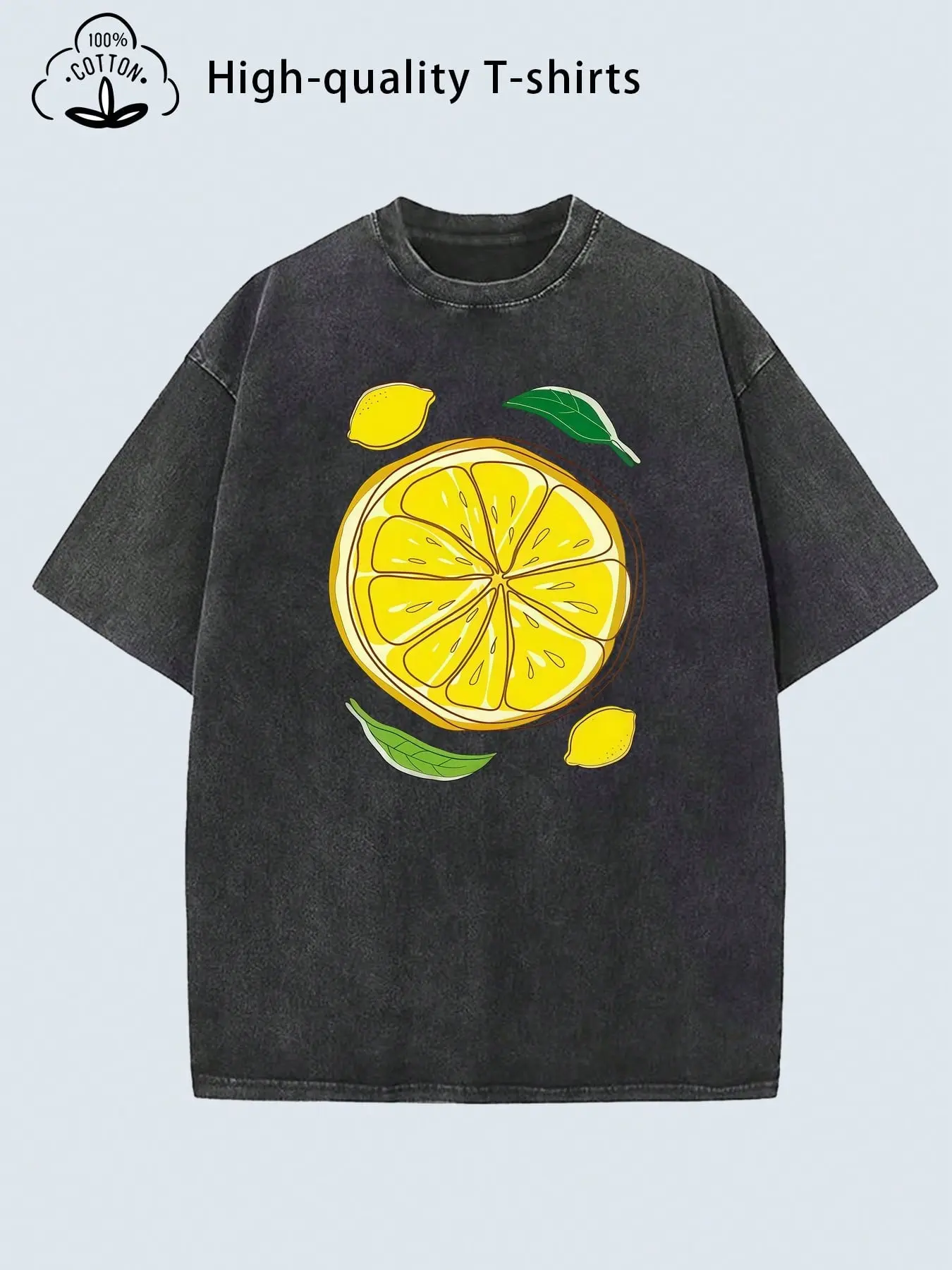 Oversized T-Shirt in Vintage Acid-Wash, Men's Baggy Drop-Shoulder Shortsleeve for Streetwear Layering