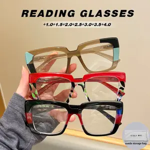 3pcs Value Set Multi-Color Patched Large Frame HD Blue Light Blocking Reading Glasses, High Definition Glasses, Comfortable & Stylish Eyewear for Daily Use