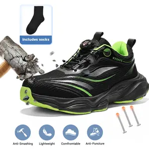 Steel Toe Shoes for Men Women Safety shoes Work shoes with Rotating Buckle  work safety sneaker Stylish shoe Smash Stab Resistant Air Cushion Safety Shoes Comfortable Breathable  All-Day Comfort  Work Shoes Industrial Work Safety Sneaker All Seasons