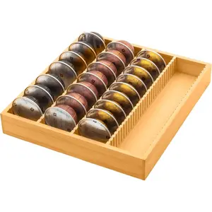 Bamboo Coffee Pod Storage Holder Drawer Insert for Counter, Compatible with Vertuoline Capsules, Ideal for Kitchen, Home, Office Coffee Station, Small Size