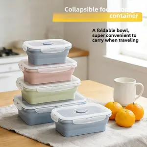 Silicone lunch box, food-grade preservation box, foldable bowl, portable outdoor dining bowl, microwaveable lunch box, instant noodle bowl