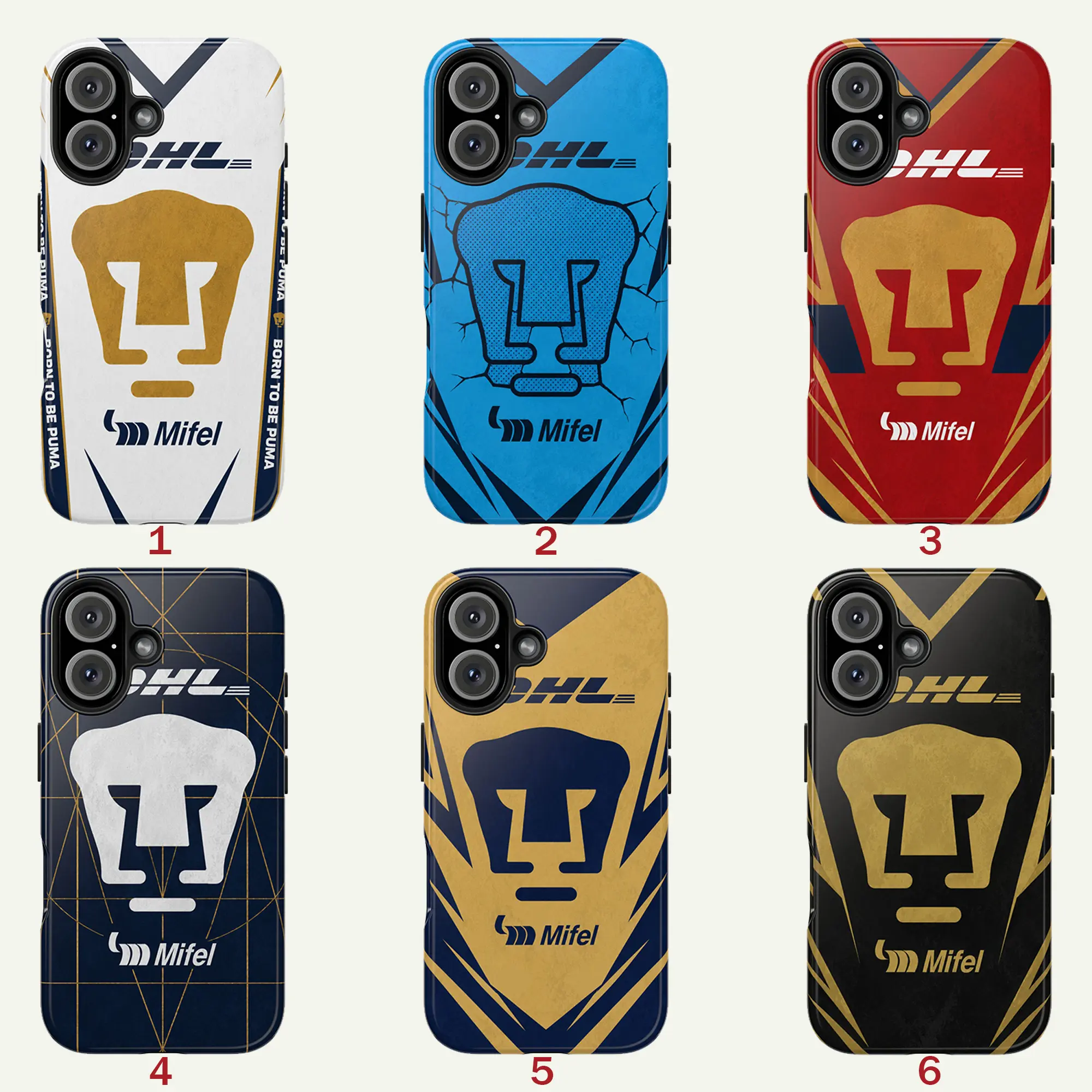 Pumas UNAM Jersey Style Phone Case Collection - Liga MX Club Universidad Nacional Authentic Kit Designs for iPhone & Galaxy - Protective Cover