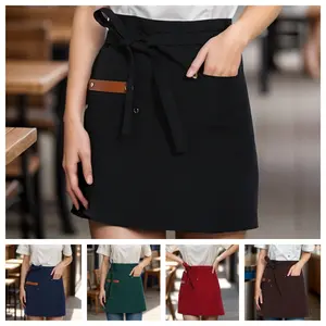 Chef Half Apron Set of 2, Canvas Short Apron with Two Pockets, Suitable for Coffee Shop Servers, Casual Wear, Durable and Comfortable Design